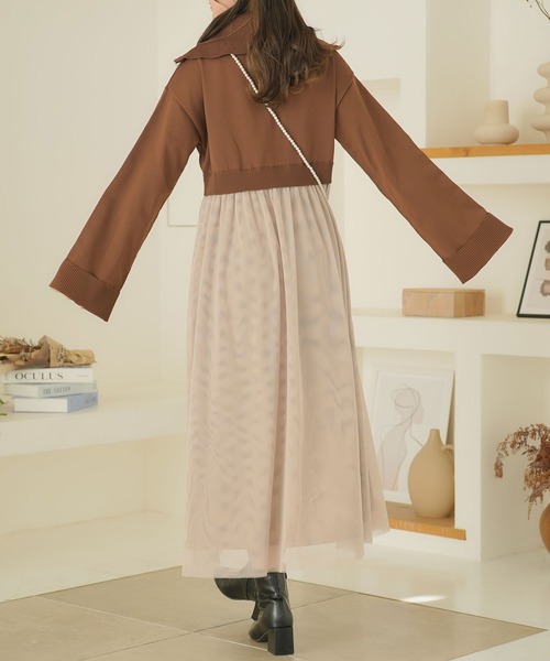 moulis'(ムーリス)の「ハーフジップニットドッキングワンピース(ワンピース・レディース・ホワイト/ブラウン・MEDIUM/LARGE/X-LARGE)」の4枚目の写真