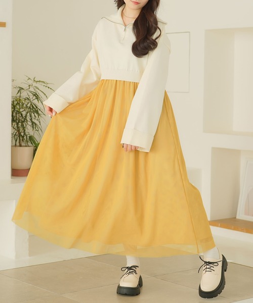 moulis'(ムーリス)の「ハーフジップニットドッキングワンピース(ワンピース・レディース・ホワイト/ブラウン・MEDIUM/LARGE/X-LARGE)」の18枚目の写真