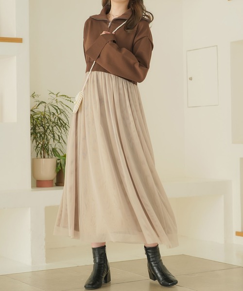 moulis'(ムーリス)の「ハーフジップニットドッキングワンピース(ワンピース・レディース・ホワイト/ブラウン・MEDIUM/LARGE/X-LARGE)」の14枚目の写真