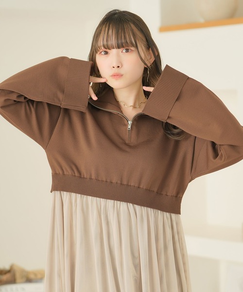 moulis'(ムーリス)の「ハーフジップニットドッキングワンピース(ワンピース・レディース・ホワイト/ブラウン・MEDIUM/LARGE/X-LARGE)」の12枚目の写真