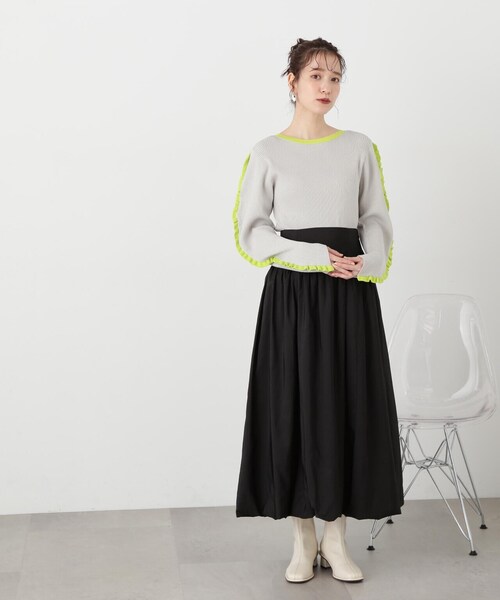 N.（N. Natural Beauty Basic）（エヌエヌナチュラルビューティーベーシック）の「◆ソフトサテンバルーンスカート（スカート・レディース・オフホワイト/ブラック・MEDIUM）」の22枚目の写真