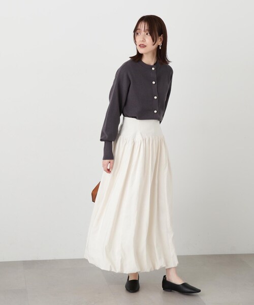 N.（N. Natural Beauty Basic）（エヌエヌナチュラルビューティーベーシック）の「◆ソフトサテンバルーンスカート（スカート・レディース・オフホワイト/ブラック・MEDIUM）」の6枚目の写真