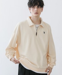 U.S. POLO ASSN. 別注 ワンポイントロゴ刺繍ポロビッグシルエットハーフジップスウェット