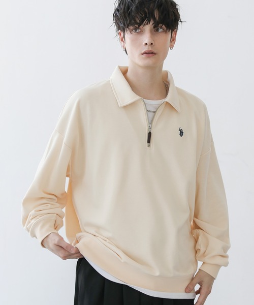 U.S. POLO ASSN.(ユーエスポロアッスン)の「U.S. POLO ASSN. 別注 ワンポイントロゴ刺繍ポロビッグシルエットハーフジップスウェット(スウェット・メンズ・アッシュグレー/ホワイト系/グレー系/ブラック/アイボリー/ブラック×グレー/ベージュ・L/M/S)」の2枚目の写真