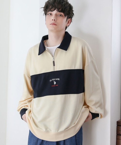 U.S. POLO ASSN.(ユーエスポロアッスン)の「U.S. POLO ASSN. 別注 ワンポイントロゴ刺繍ポロビッグシルエットハーフジップスウェット(スウェット・メンズ・アッシュグレー/ホワイト系/グレー系/ブラック/アイボリー/ブラック×グレー/ベージュ・L/M/S)」の8枚目の写真