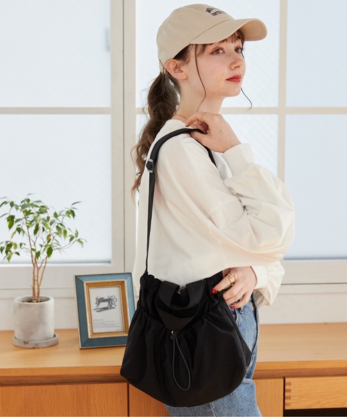 ナイロン ドローストリング 2WAY ショルダーバッグ（ショルダー