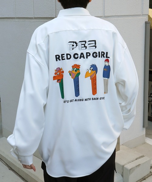 Red Cap Girl(レッドキャプガール)の「【PEZ × RED CAP GIRL】コラボ 無地 / クレリック配色 長袖ビッグシルエットシャツ(シャツ/ブラウス・メンズ・グレー系その他/ブルー系その他/ブラック系/ブラック系その他/ホワイト/ブラック/ホワイト系その他/ブルー/グレー/ブラック×ホワイト・M/L)」の2枚目の写真