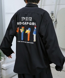 【PEZ × RED CAP GIRL】コラボ  無地 / クレリック配色 長袖ビッグシルエットシャツ