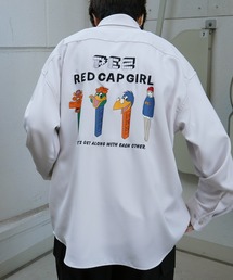 【PEZ × RED CAP GIRL】コラボ 無地 / クレリック配色 長袖ビッグシルエットシャツ