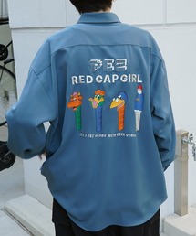 【PEZ × RED CAP GIRL】コラボ 無地 / クレリック配色 長袖ビッグシルエットシャツ