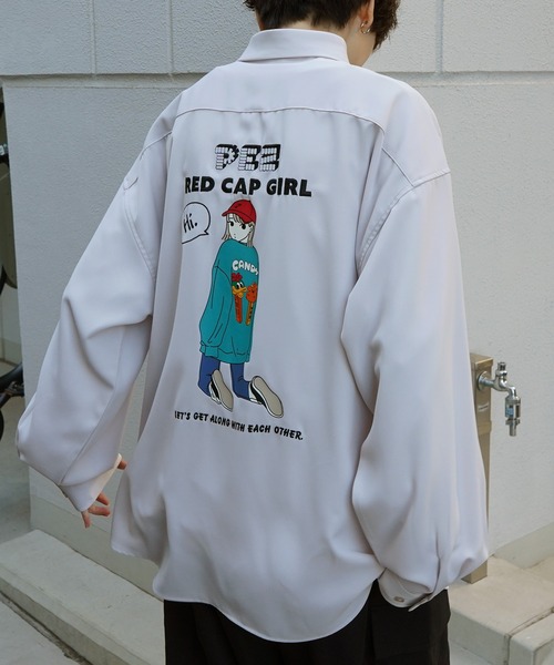 Red Cap Girl(レッドキャプガール)の「【PEZ × RED CAP GIRL】コラボ 無地 / クレリック配色 長袖ビッグシルエットシャツ(シャツ/ブラウス・メンズ・グレー系その他/ブルー系その他/ブラック系/ブラック系その他/ホワイト/ブラック/ホワイト系その他/ブルー/グレー/ブラック×ホワイト・M/L)」の7枚目の写真