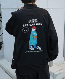【PEZ × RED CAP GIRL】コラボ 無地 / クレリック配色 長袖ビッグシルエットシャツ