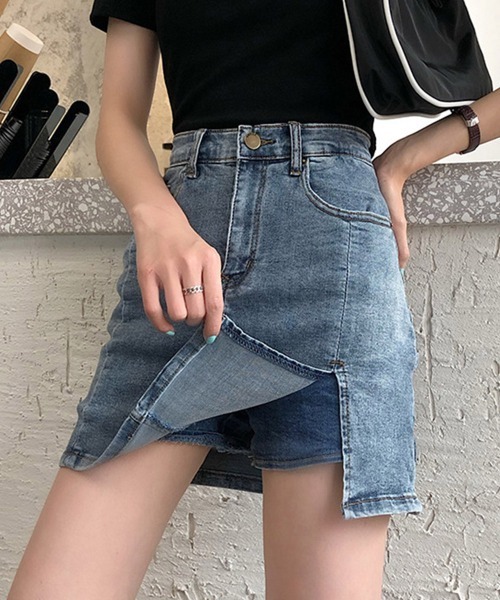 Miniministore（ミニミニストア）の「キュロット デニムスカート ミニスカート（デニムスカート・レディース・ブルー・M/L/XL/S/XS）」の2枚目の写真