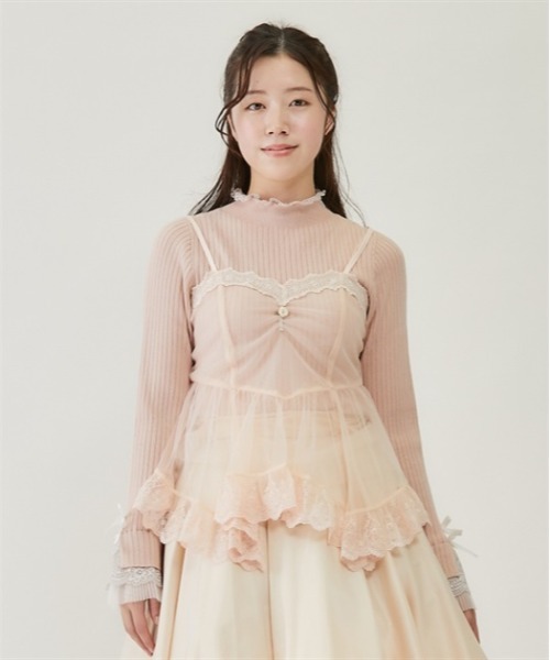 axes femme（アクシーズファム）の「チュール重ねイレヘムビスチェ（ベスト・レディース・ピンク/キナリ/ブラック・FREE）」の3枚目の写真