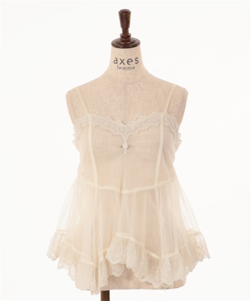 axes femme（アクシーズファム）の「チュール重ねイレヘムビスチェ（ベスト・レディース・ピンク/キナリ/ブラック・FREE）」の6枚目の写真