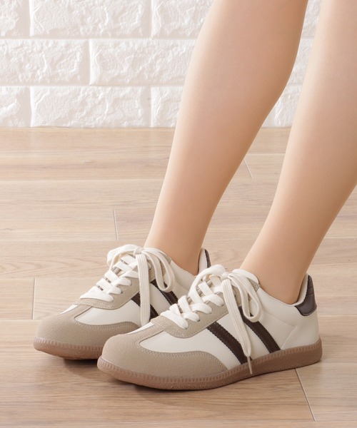 セール】マルチカラー 配色 ライン フラット スニーカー（スニーカー