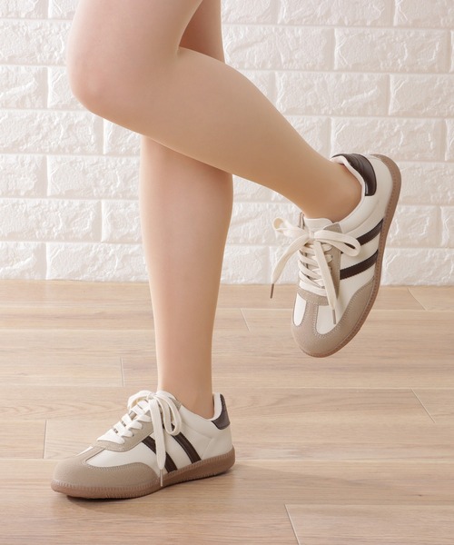 セール】マルチカラー 配色 ライン フラット スニーカー（スニーカー