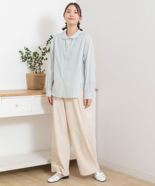 POU DOU DOU（プードゥドゥ）の「花びら衿ブラウス（シャツ/ブラウス・レディース・オフホワイト/ネイビー/キナリ・3）」の16枚目の写真