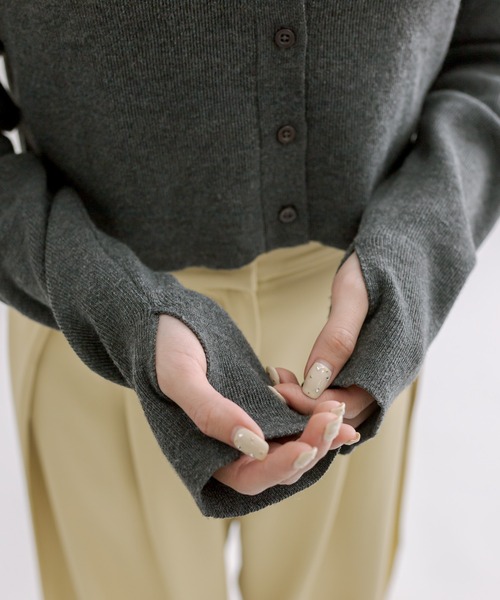 mline（エムライン）の「【4色展開】[mline]ロゴ刺繍カーディガン（カーディガン/ボレロ・レディース・ベージュ/ピンク/チャコールグレー/ブルー・FREE）」の14枚目の写真