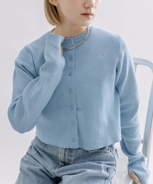 mline（エムライン）の「【4色展開】[mline]ロゴ刺繍カーディガン（カーディガン/ボレロ・レディース・ベージュ/ピンク/チャコールグレー/ブルー・FREE）」の9枚目の写真