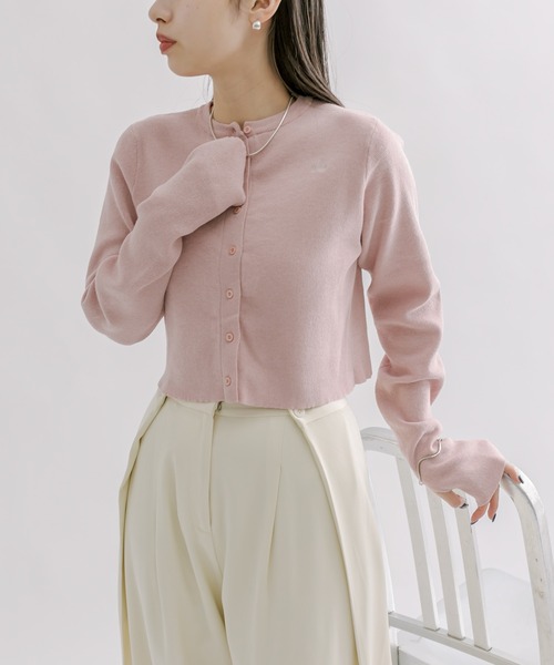 mline（エムライン）の「【4色展開】[mline]ロゴ刺繍カーディガン（カーディガン/ボレロ・レディース・ベージュ/ピンク/チャコールグレー/ブルー・FREE）」の8枚目の写真