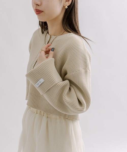 mline（エムライン）の「【4色展開】[mline]ロゴ刺繍カーディガン（カーディガン/ボレロ・レディース・ベージュ/ピンク/チャコールグレー/ブルー・FREE）」の6枚目の写真