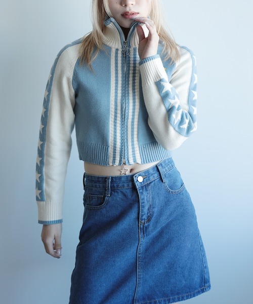 HOOK(フック)の「【HOOK】for girls レーシング風ショート丈ニットブルゾン(カーディガン/ボレロ・レディース・ピンク/ライトブルー・L/M/S)」の19枚目の写真