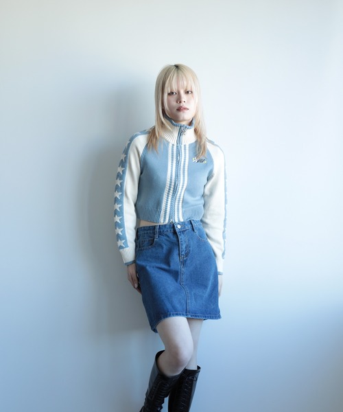 HOOK(フック)の「【HOOK】for girls レーシング風ショート丈ニットブルゾン(カーディガン/ボレロ・レディース・ピンク/ライトブルー・L/M/S)」の20枚目の写真