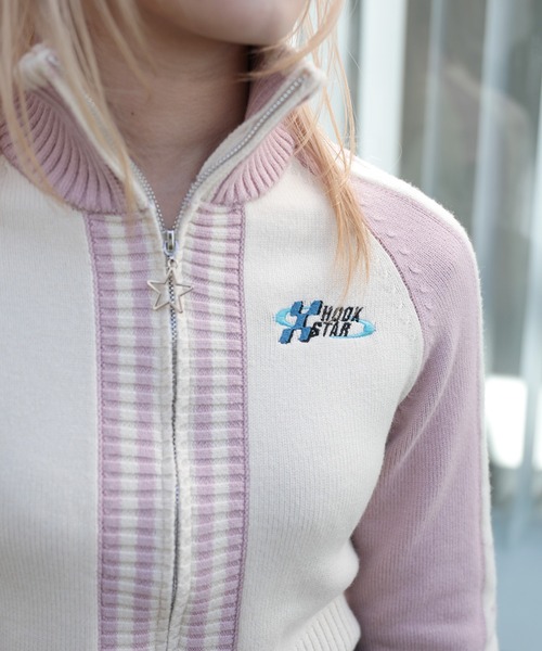 HOOK(フック)の「【HOOK】for girls レーシング風ショート丈ニットブルゾン(カーディガン/ボレロ・レディース・ピンク/ライトブルー・L/M/S)」の13枚目の写真