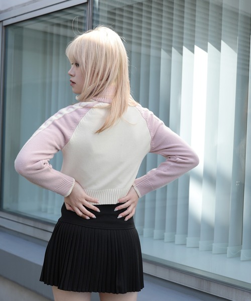 HOOK(フック)の「【HOOK】for girls レーシング風ショート丈ニットブルゾン(カーディガン/ボレロ・レディース・ピンク/ライトブルー・L/M/S)」の11枚目の写真