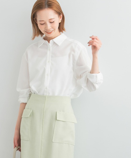 URBAN RESEARCH ROSSO WOMEN（アーバンリサーチ　ロッソ）の「イージーケアオーバーシャツ（シャツ/ブラウス・レディース・ホワイト/ネイビー/ストライプ・FREE）」の21枚目の写真