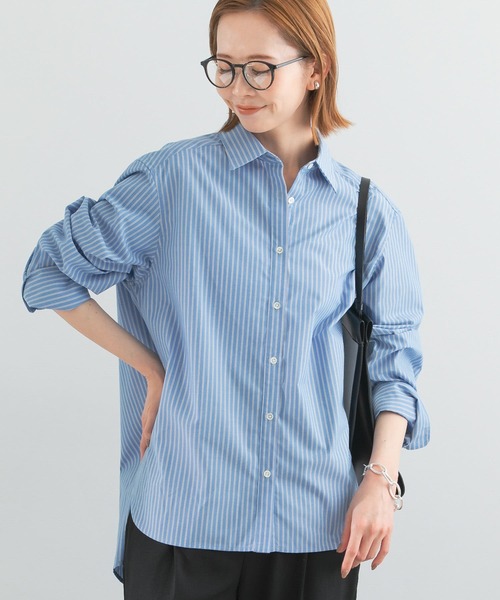 URBAN RESEARCH ROSSO WOMEN（アーバンリサーチ　ロッソ）の「イージーケアオーバーシャツ（シャツ/ブラウス・レディース・ホワイト/ネイビー/ストライプ・FREE）」の20枚目の写真