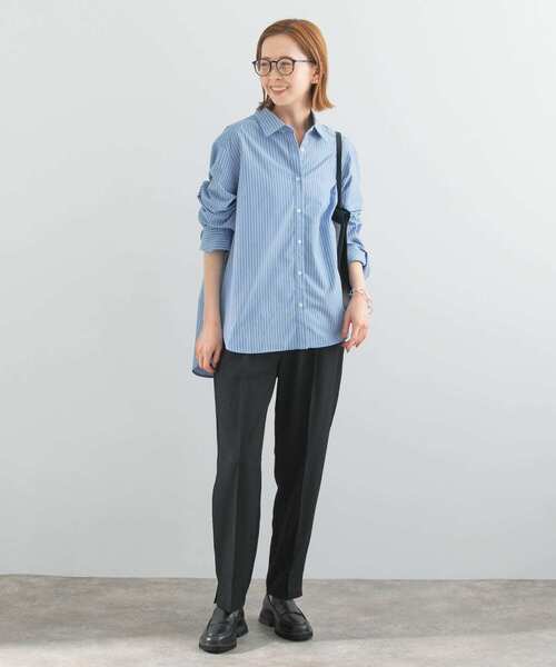 URBAN RESEARCH ROSSO WOMEN（アーバンリサーチ　ロッソ）の「イージーケアオーバーシャツ（シャツ/ブラウス・レディース・ホワイト/ネイビー/ストライプ・FREE）」の14枚目の写真