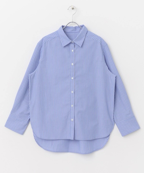 URBAN RESEARCH ROSSO WOMEN（アーバンリサーチ　ロッソ）の「イージーケアオーバーシャツ（シャツ/ブラウス・レディース・ホワイト/ネイビー/ストライプ・FREE）」の9枚目の写真