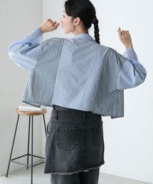 【forksy.】異素材切替えクロップドシャツ