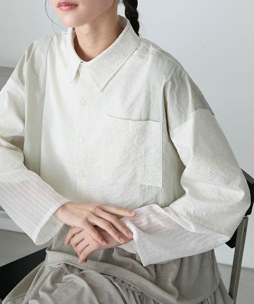 forksy.】異素材切替えクロップドシャツ forksy.│MONO-MART