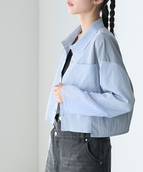 forksy.】異素材切替えクロップドシャツ forksy.│MONO-MART