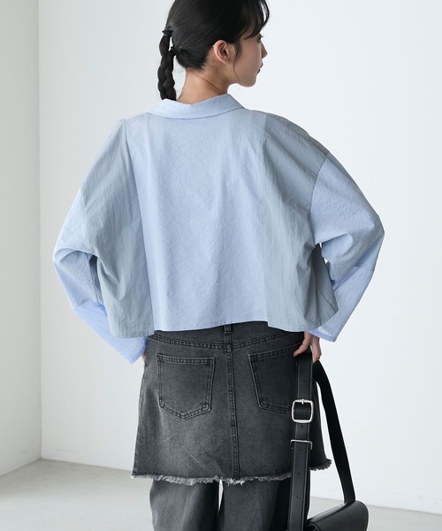 forksy.】異素材切替えクロップドシャツ forksy.│MONO-MART