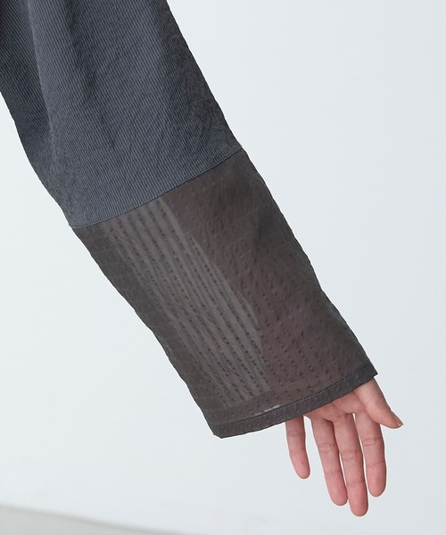 forksy.（フォルクシー）の「【forksy.】異素材切替えクロップドシャツ（シャツ/ブラウス・レディース・アイボリー系/ブルー系/グレー系・FREE）」の15枚目の写真