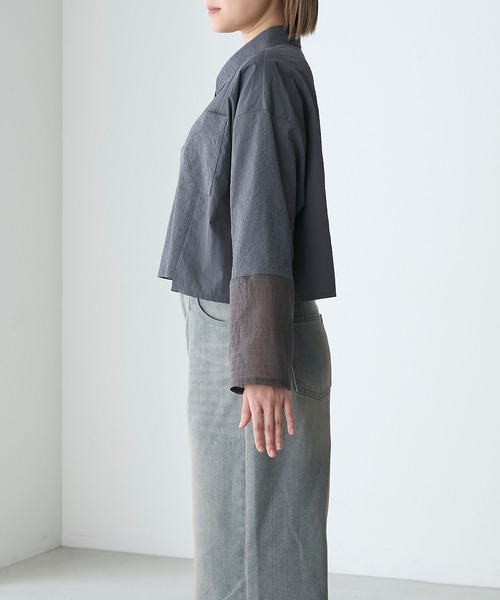 forksy.（フォルクシー）の「【forksy.】異素材切替えクロップドシャツ（シャツ/ブラウス・レディース・アイボリー系/ブルー系/グレー系・FREE）」の19枚目の写真