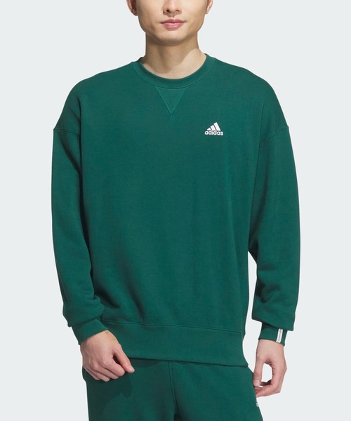 adidas(アディダス)の「エッセンシャルズ プラス ルーズフィット スモールロゴ フレンチテリー スウェットシャツ / トレーナー / アディダス adidas(スウェット・メンズ・ブルー/グレー/ブラック/ホワイト/グリーン/ネイビー/グリーン系その他・MEDIUM/SMALL/X-SMALL/XX-LARGE/XX-SMALL/3XL/LARGE/X-LARGE)」の5枚目の写真