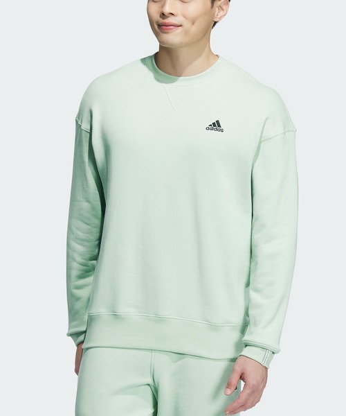 adidas(アディダス)の「エッセンシャルズ プラス ルーズフィット スモールロゴ フレンチテリー スウェットシャツ / トレーナー / アディダス adidas(スウェット・メンズ・ブルー/グレー/ブラック/ホワイト/グリーン/ネイビー/グリーン系その他・MEDIUM/SMALL/X-SMALL/XX-LARGE/XX-SMALL/3XL/LARGE/X-LARGE)」の4枚目の写真