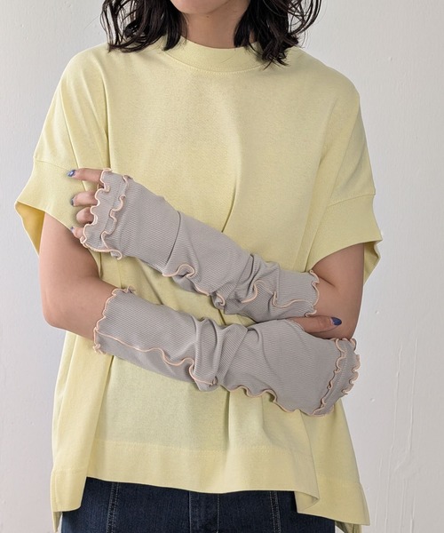 emesuelee(エメスーリー)の「冷感リブ生地UV手袋 40cm 45cm(アームカバー・レディース・ブルー/ブラック/ライトグレー/グレー系1/ブラック系1/ブルー系1・フリー)」の22枚目の写真