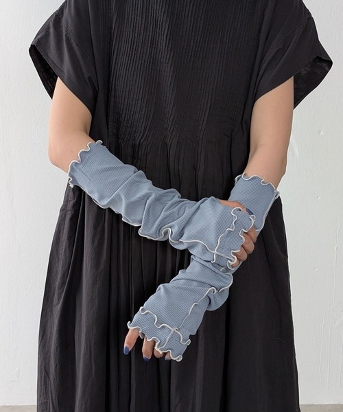 冷感リブ生地UV手袋 40cm 45cm（アームカバー）｜emesuelee