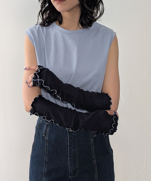 冷感リブ生地UV手袋 40cm 45cm（アームカバー）｜emesuelee