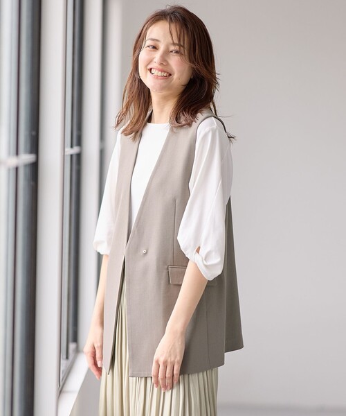 ANY(エニィ)の「【セットアップ可能/ストレッチ】イージーケアジレ(ベスト・レディース・黄土色系/ブラック系/グレー系・F)」の9枚目の写真