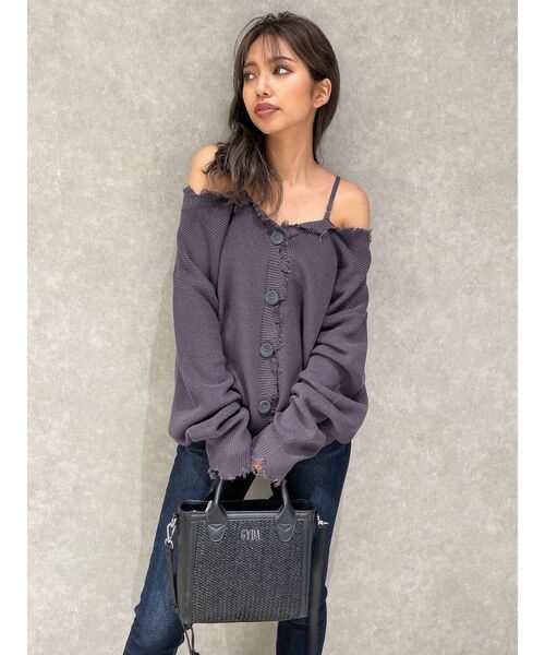 GYDA（ジェイダ）の「mix material BOXバッグ（ハンドバッグ・レディース・オフホワイト/ブラック・FREE）」の5枚目の写真