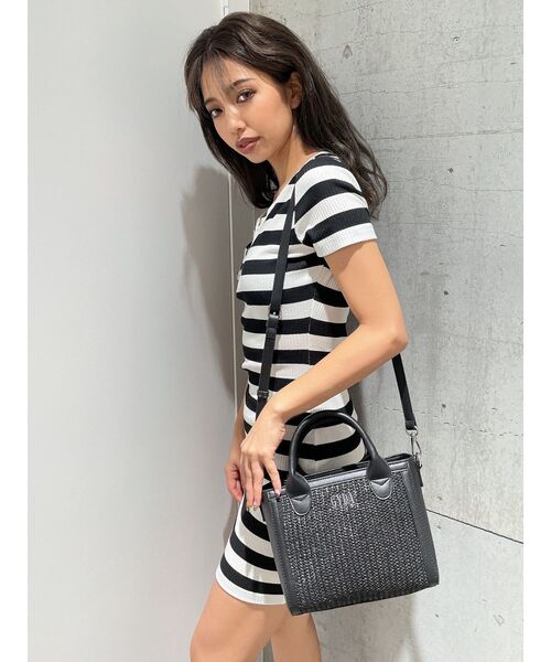 GYDA（ジェイダ）の「mix material BOXバッグ（ハンドバッグ・レディース・オフホワイト/ブラック・FREE）」の11枚目の写真