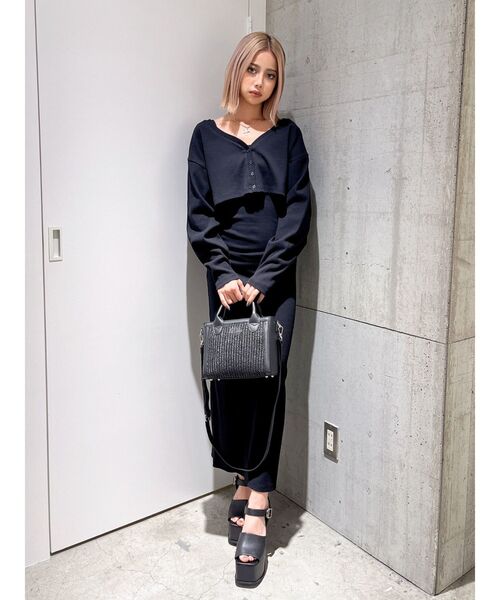 GYDA（ジェイダ）の「mix material BOXバッグ（ハンドバッグ・レディース・オフホワイト/ブラック・FREE）」の14枚目の写真