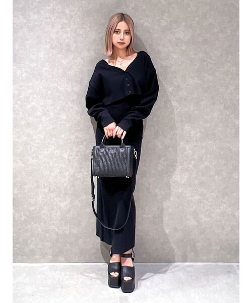 GYDA（ジェイダ）の「mix material BOXバッグ（ハンドバッグ・レディース・オフホワイト/ブラック・FREE）」の16枚目の写真